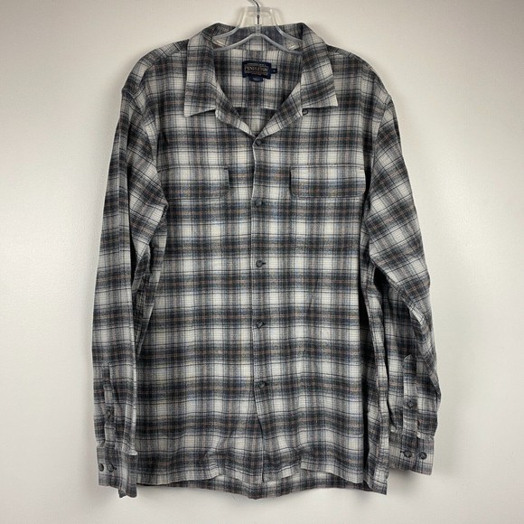 Pendleton Other - Pendleton Fitted Cotton Board Shirt Button Up Gray Plaid Mens Size Large
